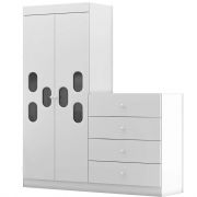 Roupeiro com C�moda Infantil cor Branco